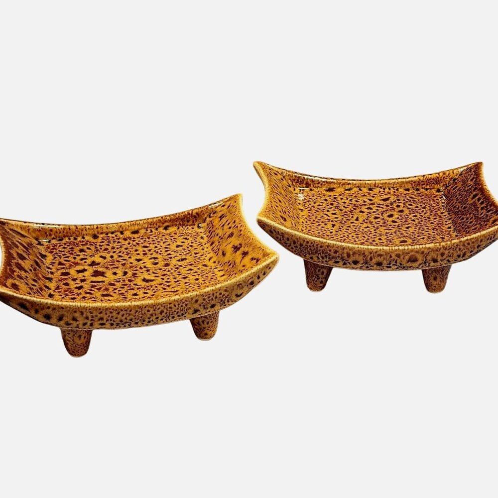 2 Partylite Spatter Paint Ceramic Candle Holder 6"  Vintage Global Inspirations